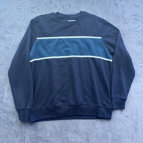 Goodfellow & Co Other - Goodfellow & Co Mens Navy Blue Teal Stripe Crewneck Sweatshirt XL Pullover
